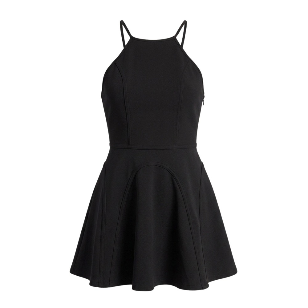 Nasty Gal Skater Dress Womens XS Black Strappy Back High Neck Mini NGM051398D‎